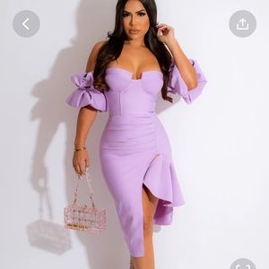 Purple Ruched Midi Dress - NEW NEVER WORN! 💜